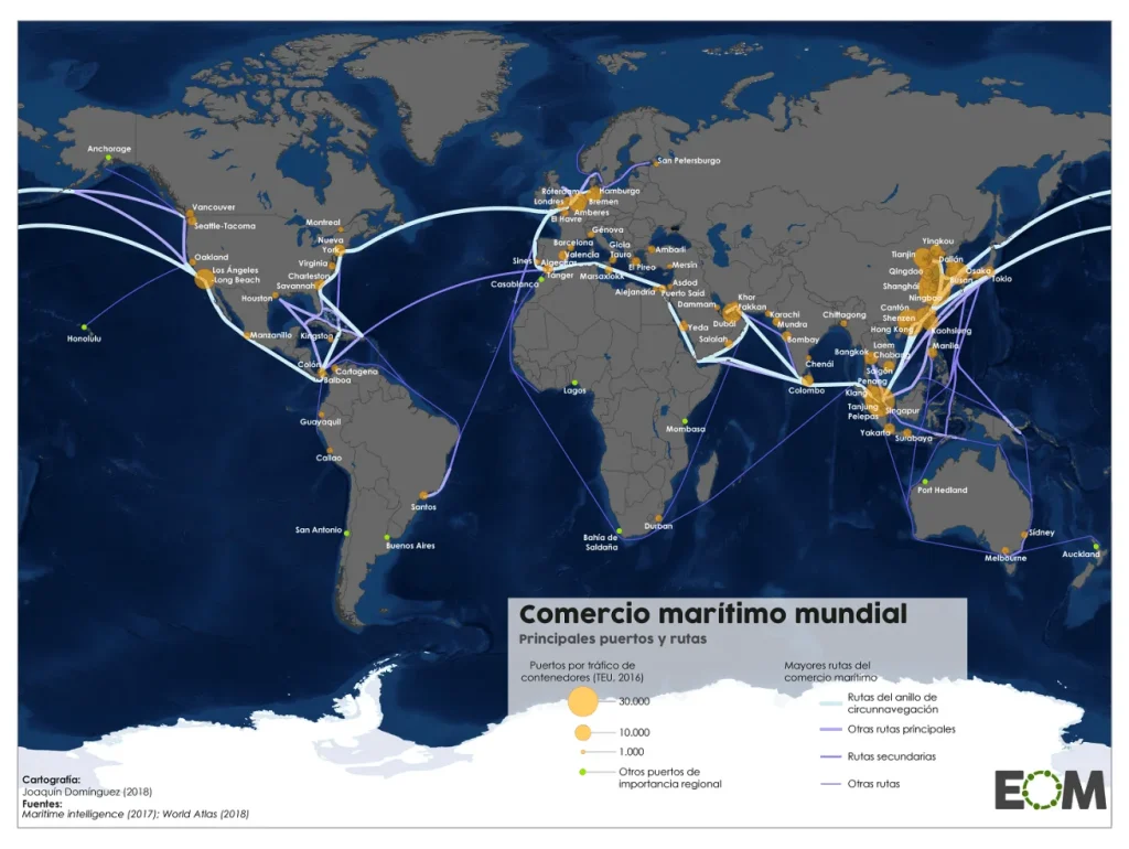 Sistemas mundo rutas comerciales marítimas del mundo.